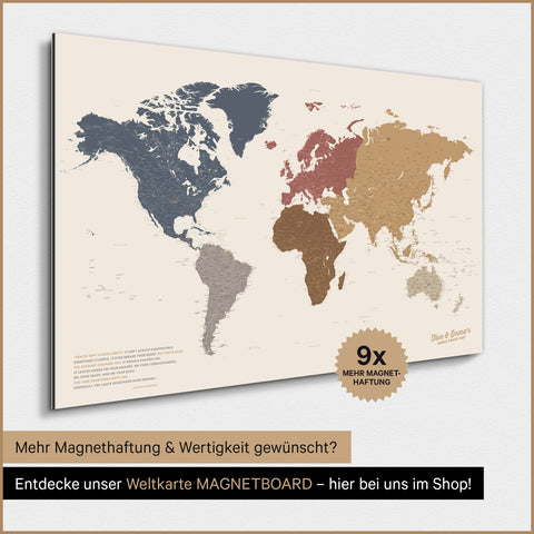 Magnetic World Map TRAVEL® Poster – Multicolor Matt