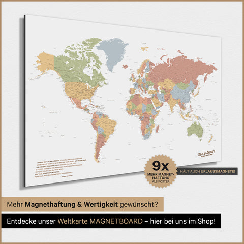 Magnetic TRAVEL® World Map Poster – Multicolor Sienna