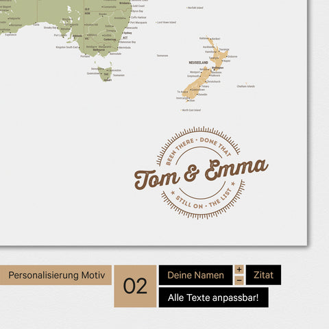 Alternatives rundes Motiv für eine Personalisierung mit deinem Namen auf einer Weltkarte als Magnet-Poster in Multicolor Sienna