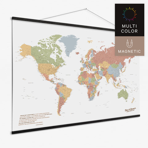 Magentische Weltkarte in Multicolor Sienna als Magnet-Poster kaufen