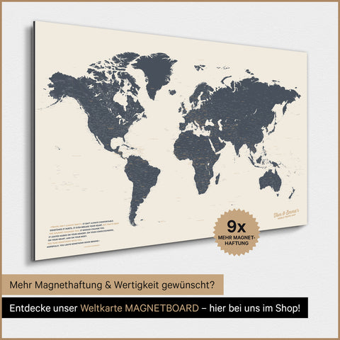 Magnetic World Map TRAVEL® Poster – Navy Light