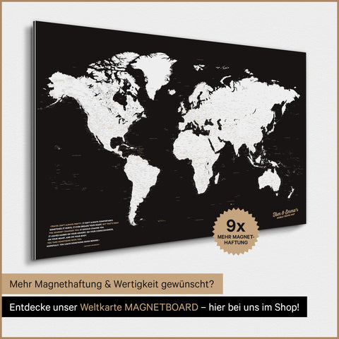 Magnetic World Map TRAVEL® Poster – Dark Black