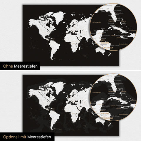 Magnetic World Map TRAVEL® Poster – Dark Black