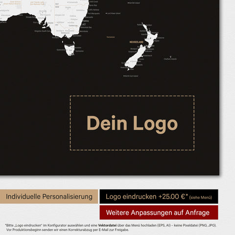 Magnetic TRAVEL® World Map Poster – Dark Black