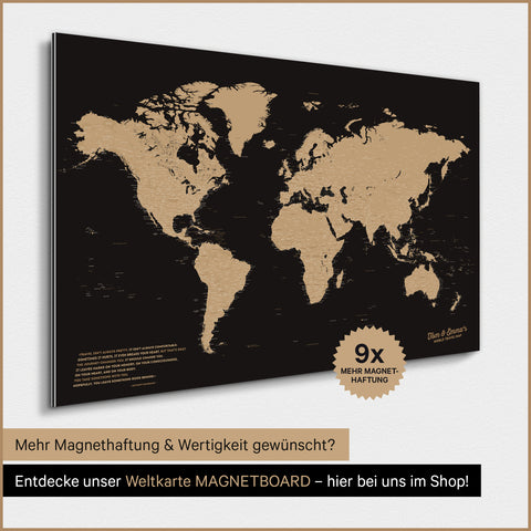 Magnetic World Map TRAVEL® Poster – Sonar Black