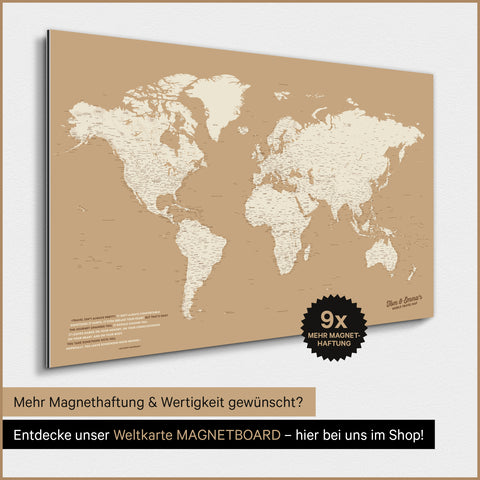 Magnetic World Map TRAVEL® Poster – Treasure Gold