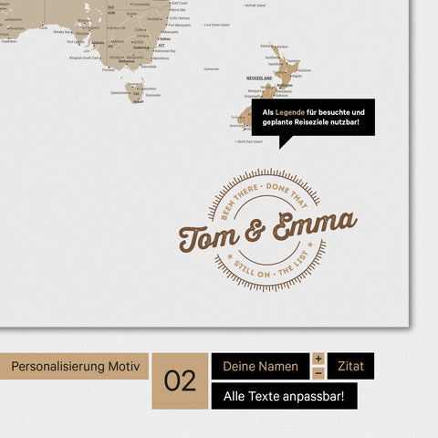 Alternatives Motiv für eine Personalisierung mit deinem Namen auf einer Weltkarte in Farbe Multicolor Beige
