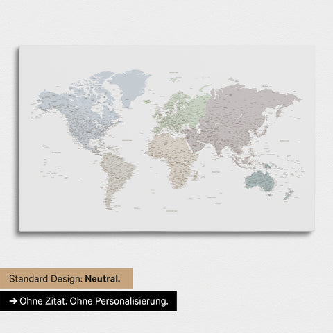 Neutral and simple version of a world map as a Push Pin Map in Multicolor Light without personalization