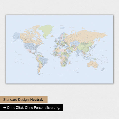Politische Weltkarte in neutraler Standard-Ausführung und Farbe Farbe Multicolor Atlas