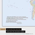 Politische Weltkarte in Farbe Multicolor Atlas mit eingedrucktem Zitat von Anthony Bourdain, das bei einer Personalisierung gegen ein beliebiges anderes Zitat ersetzt werden kann