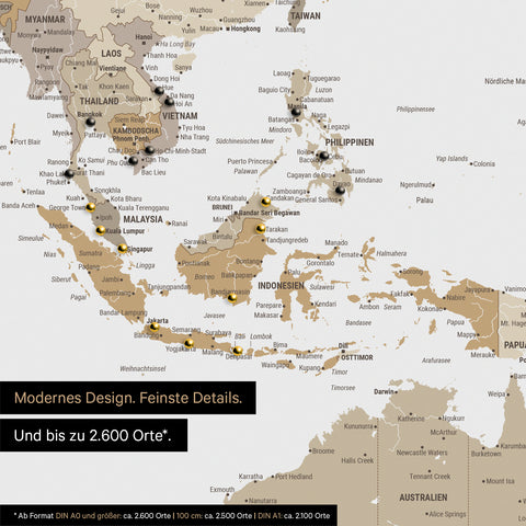 Ausschnitt aus Weltkarte Poster in Multicolor Beige zeigt Karten von Asien