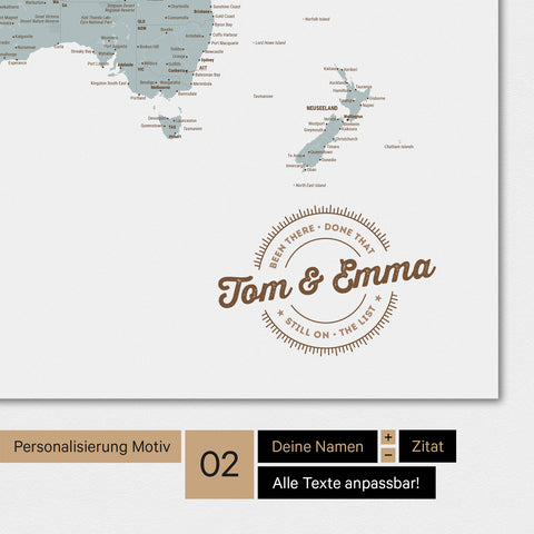Alternatives Motiv für eine Personalisierung mit deinem Namen auf einer Weltkarte als Poster in Multicolor Light