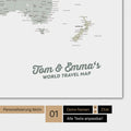 Personalisierte Weltkarte als Poster in Multicolor Sage mit deinem Namen eingedruckt
