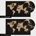 Weltkarte in Farbe Sonar Black (Schwarz-Gold) mit zweidimensionalen Meerestiefen