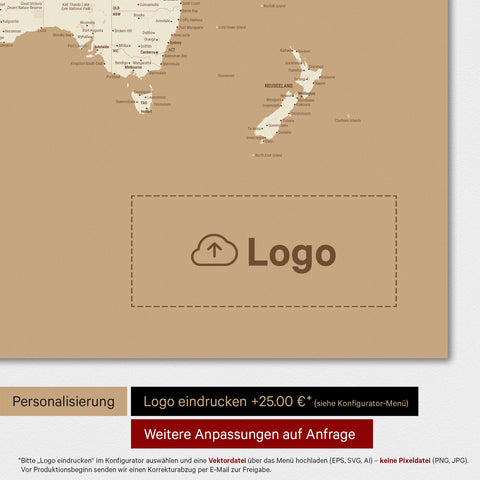 Carte du monde TRAVEL® Tableau magnétique – Or trésor
